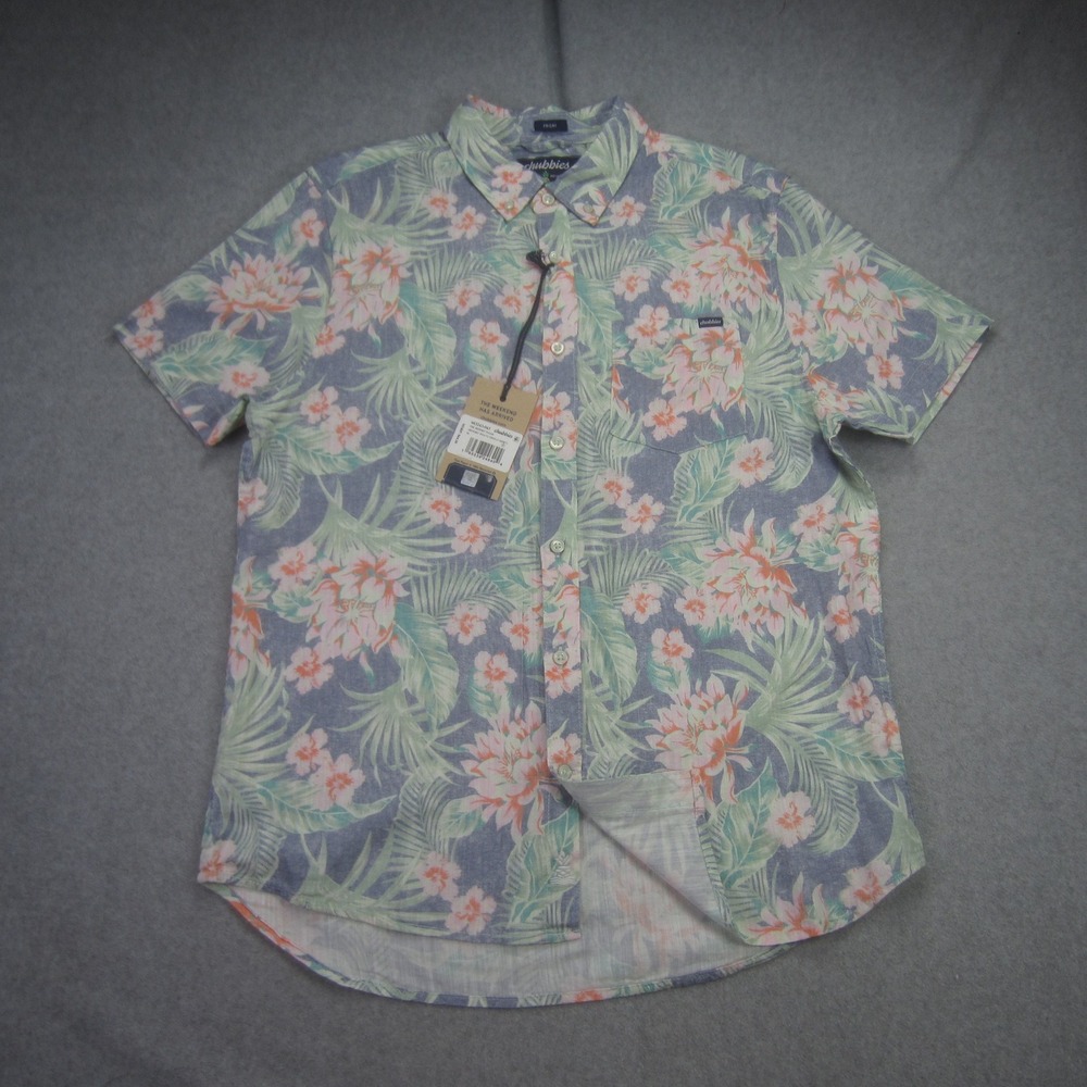 Chubbies‎ Shirt Mens Medium Floral Resort Wear Friday Short Sleeve Button Up